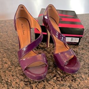 Michael Antonio purple patent leather open toe heel NIB 9